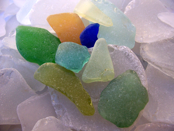 different colours of beach glass