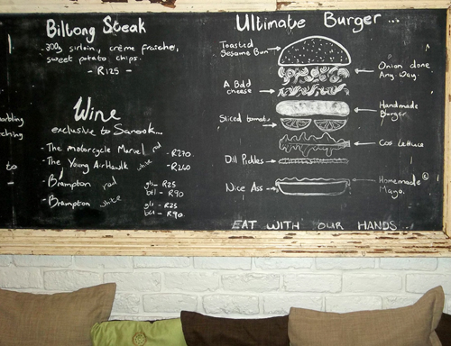 chalk board at Sanook cafe in Berea