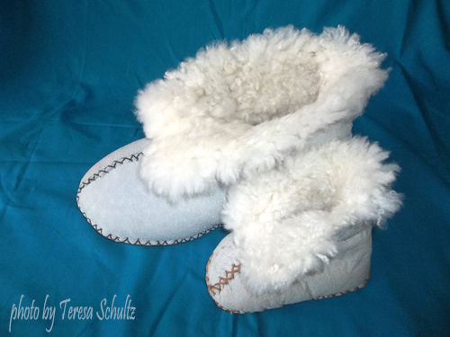 product photography for clients - large sheepskin slippers and small sheepskin slippers