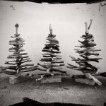 Three 85cm tall driftwood Christmas trees made by Terry and Tony in East London in South Africa