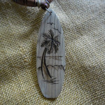 Wooden surfboard necklace